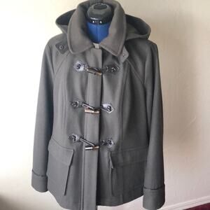 Esprit Olive Green Heavy Hooded Wool Blend Winter Coat